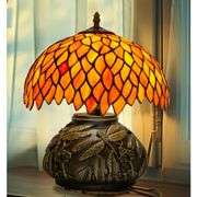 Stained Glass Orange Wisteria Table Lamp