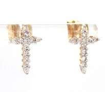10kt Yellow gold diamond accent cross stud earrings