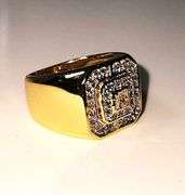 Men's 14 Kt Gold Plate 5.75 Cttw. Lab Simulated Diamond Ring.
