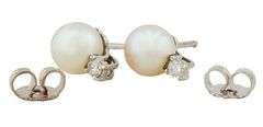 Tiffany & Co. Signature 0.10ctw Diamond and Akoya Pearl Stud Earrings in 18K