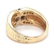 14kt Yellow gold double oval sapphire and channel set diamond ring