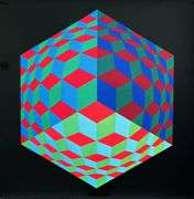 Rare Victor Vasarely Heliogravure Circa 1971, HAT-VI