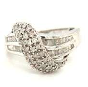 Nicely Styled 10K WG Baguette & Round Diamond Ring