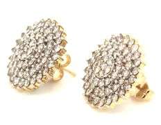 10kt Yellow gold Top light brown cluster diamond earrings