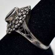 Red Garnet and Marcasite Gemstone Ring in Sterling Silver