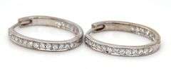 18kt White gold 0.55ctw diamond in out hoop earrings