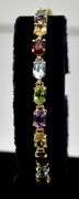 Colorful 10K Yellow Gold Amethyst, Citrine, Garnet, Peridot, and Topaz Gemstone Bracelet