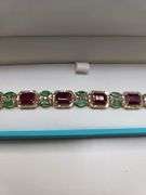 Very fine hand made 25 ctw ruby and 18 emeralds bracelet