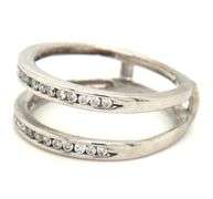 14kt White gold 0.15ctw double row diamond ring guard