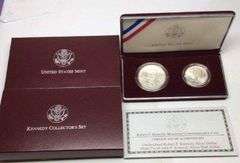 1998 US Kennedy BU Silver Dollar & Half Dollar in Box w/CoA
