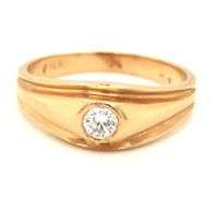 Easy to Wear 14K YG Ring with Bezel Set Diamond
