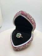 Victorian natural emeralds and diamond accent ring