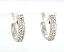Small Scale 14K White Gold Diamond Huggie Earrings