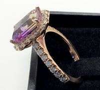 14K Rose Gold Ring with Diamonds & Bi-color Topaz