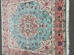 Handmade Square w/Silk Persian Tabriz 6.7x6.8