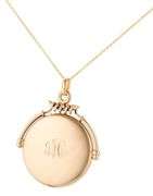 Antique 0.22ctw Diamond Crescent Moon and Star Locket Pendant Necklace in 14K
