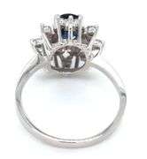 14kt White gold oval sapphire and single cut diamond cluster flower earrings