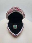 Victorian natural emeralds and diamond accent ring