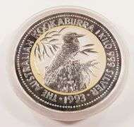 1993 Australian 1 Kilo Silver $30 Kookaburra Pure .9999 Fine Round Silver Bar
