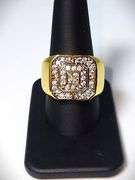 Men's 14 Kt Gold Plate 5.75 Cttw. Lab Simulated Diamond Ring.