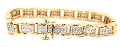 14kt Yellow gold 3.25ctw diamond pave link station bracelet