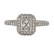 0.86ct Radiant and 0.60ctw Pave Diamond Double Frame Engagement Ring in 14K