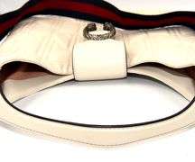 GUCCI, White Dionysus Hobo Leather Large Shoulder Bag with Web Strap