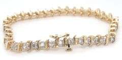 14kt Yellow gold 3ctw Illusion set diamond S tennis bracelet