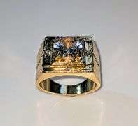 Mens 14 K Gold Plate 3.5 Ct Lab Simulated Diamond Ring