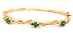 Vintage 14K YG Bangle with Emeralds