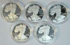 2002, 2 2005, & 2 2010 Gem Cameo Proof $1 Silver Eagles in velvet boxes