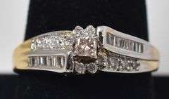 Sparkling 14K Yellow and White Gold Diamond Ring