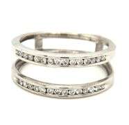 14kt White gold 0.15ctw double row diamond ring guard