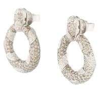 2.00ctw Brown and White Diamond Open Oval Drop Earrings in 14K