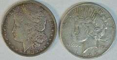 First year 1878-P 8TF Morgan & last year 1935P Peace Silver Dollars