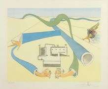 Highly Collectible Salvador Dali Hand-Signed Etching from 'Hommage à Leonardo da Vinci (Great Invent