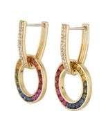 Multi Gemstone and 0.10ctw Diamond Open Circle Convertible Drop Earrings in 14K