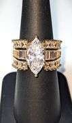 Ladies Sparkling 14 Kt Yellow Gold Plated 4.65 Ct Marquis Cut Lab Simulated Diamond Ring