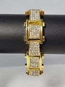 Huge 95.4 Gram Brilliant 14 K Yellow Gold Plated 35 Ctw Simulated Diamond Link Bracelet