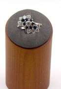 14kt White gold 1.15ctw diamond and blue sapphire cluster ring