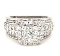 14kt White gold 2ctw diamond halo cluster ring
