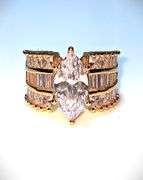 Ladies Sparkling 14 Kt Yellow Gold Plated 4.65 Ct Marquis Cut Lab Simulated Diamond Ring