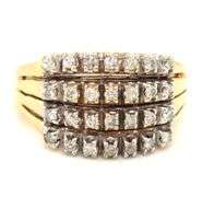 Nice 14k YG 4 Rows of Diamonds Ring