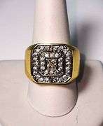 Men's 14 Kt Gold Plate 5.75 Cttw. Lab Simulated Diamond Ring.