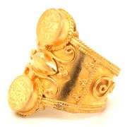 22kt Yellow gold double coin cuff ring