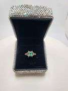 Victorian natural emeralds and diamond accent ring