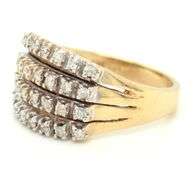 Nice 14k YG 4 Rows of Diamonds Ring