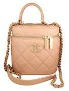 Chanel Trendy CC Beige Lambskin Quilted Vanity Case Bag