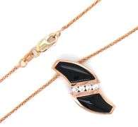 14kt Rose gold diamond and black onyx pendant on chain
