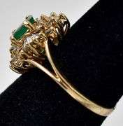 Beautiful 14K Yellow Gold Emerald Gemstone and Diamond Ring
